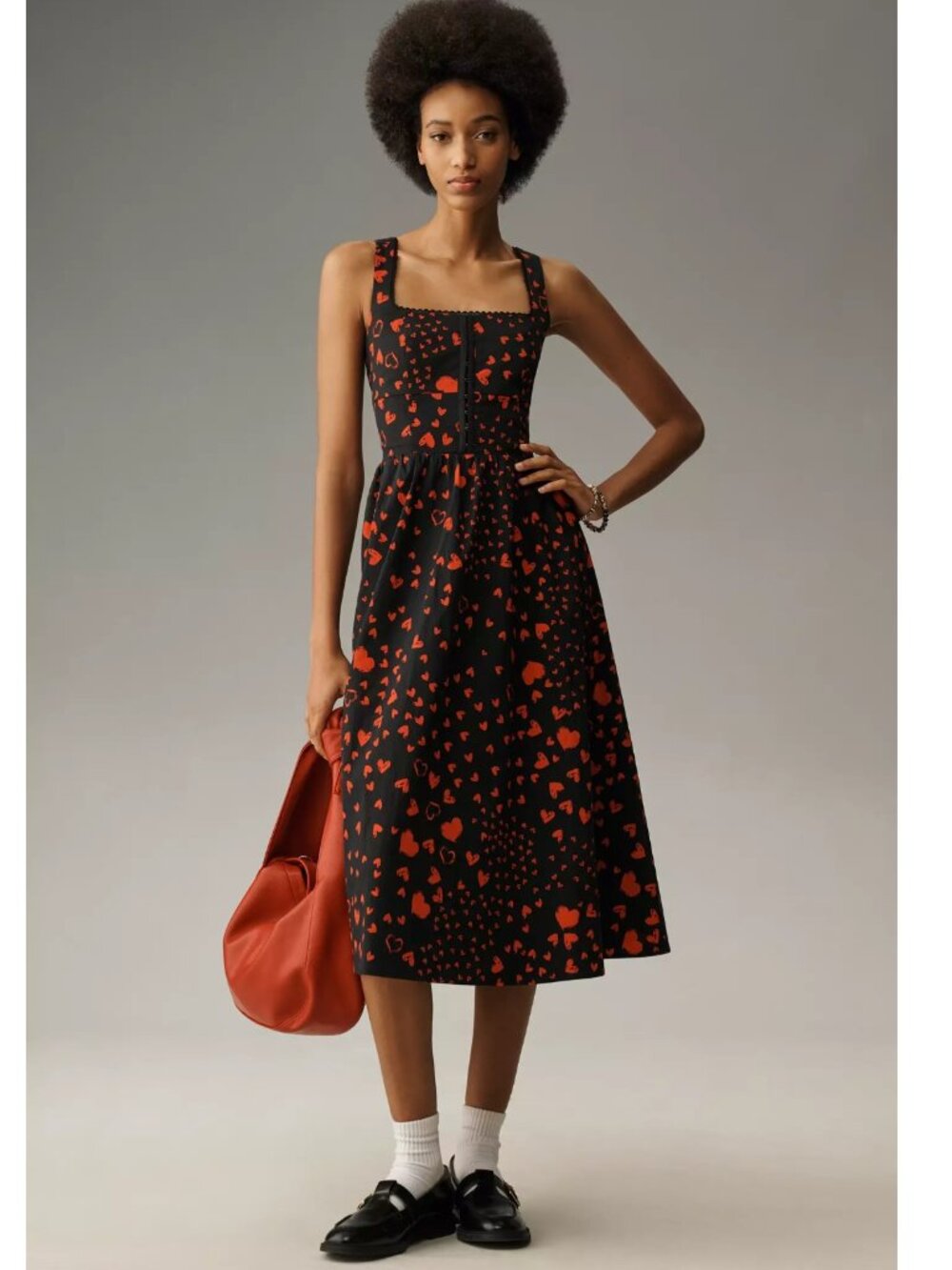 Avec Les Filles Sleeveless Square-Neck A-Line Midi Dress